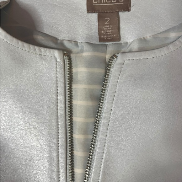 Chicos Vegan Leather Zip Front Blazer Size 2 - Picture 5 of 8